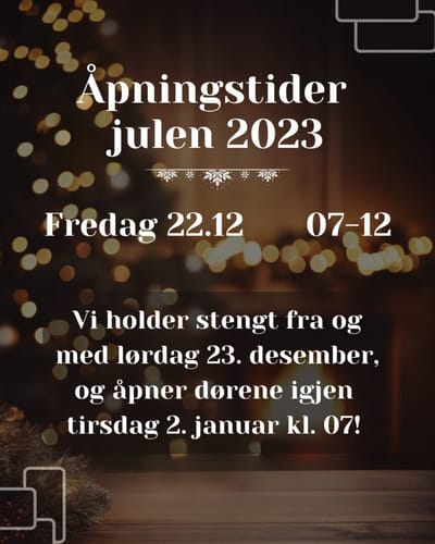 Åpningstider i julen