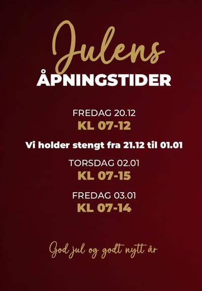 Åpningstider i julen