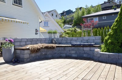 Herregård Betongmur Tromlet Gråmix Buestein
