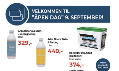 Åpen dag 9. september!